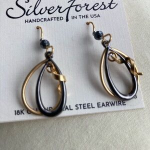 Silver Forest Gold and Black Double Teardrop Earrings.. never worn